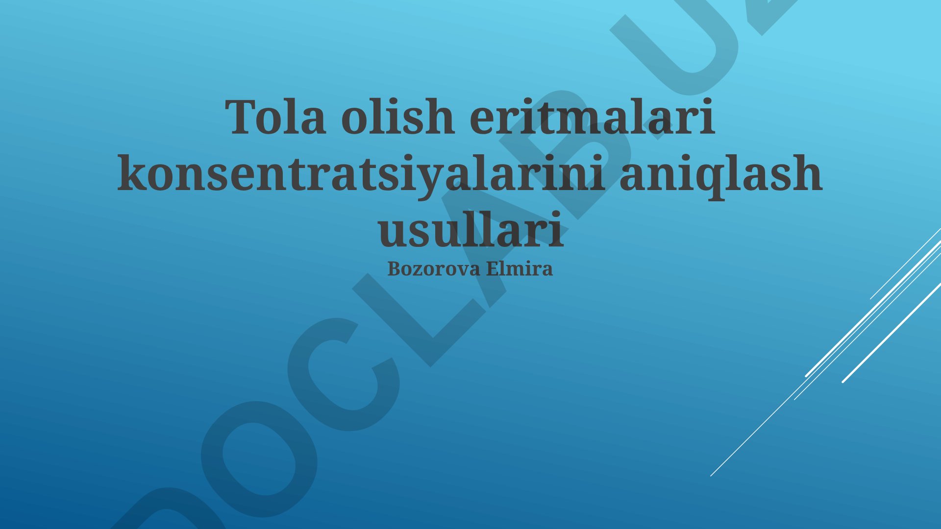 Tola olish eritmalari konsentratsiyalarini aniqlash usullari