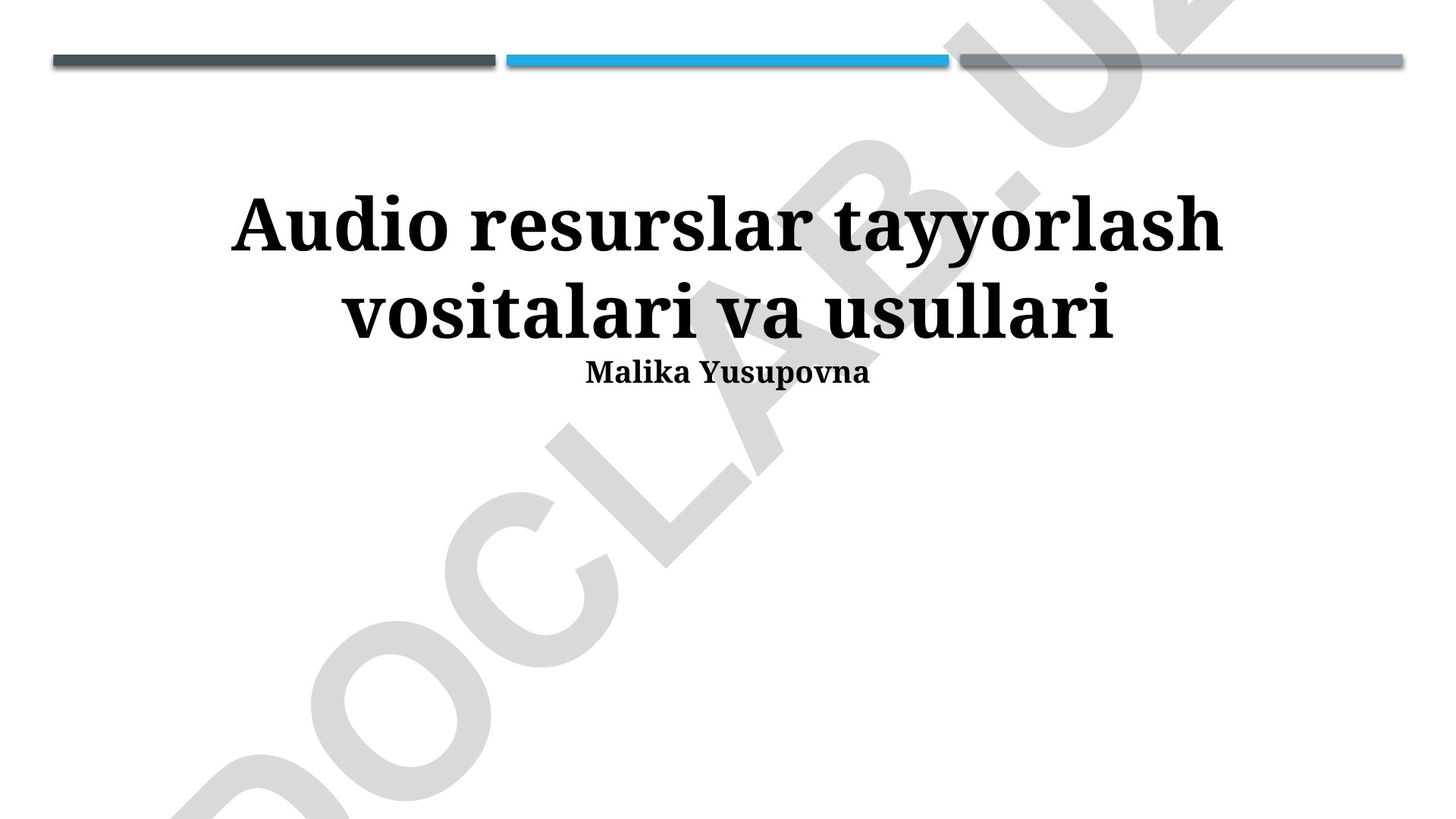 Audio resurslar tayyorlash vositalari va usullari
