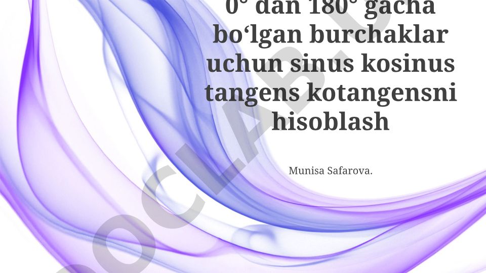 0° dan 180° gacha boʻlgan burchaklar uchun trigonometrik funktsiyalarni hisoblash