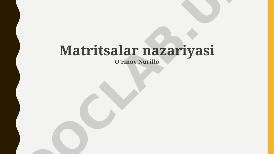 Matritsalar nazariyasi va determinantlar