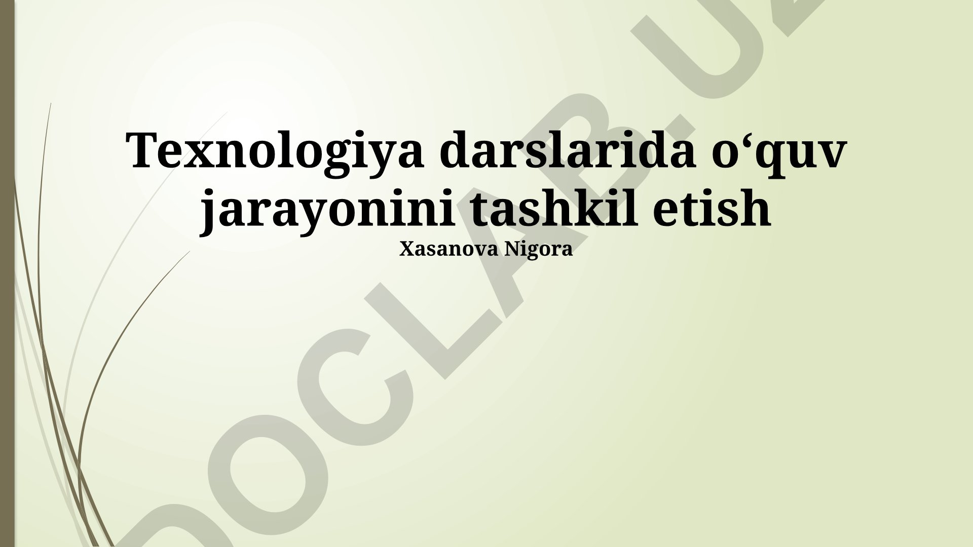 Texnologiya darslarida oʻquv jarayonini tashkil etish