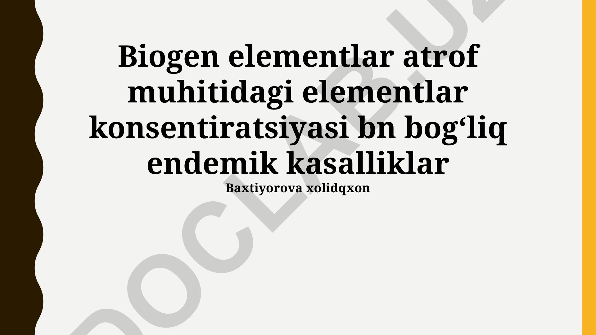 Biogen elementlar konsentratsiyasi va endemik kasalliklar