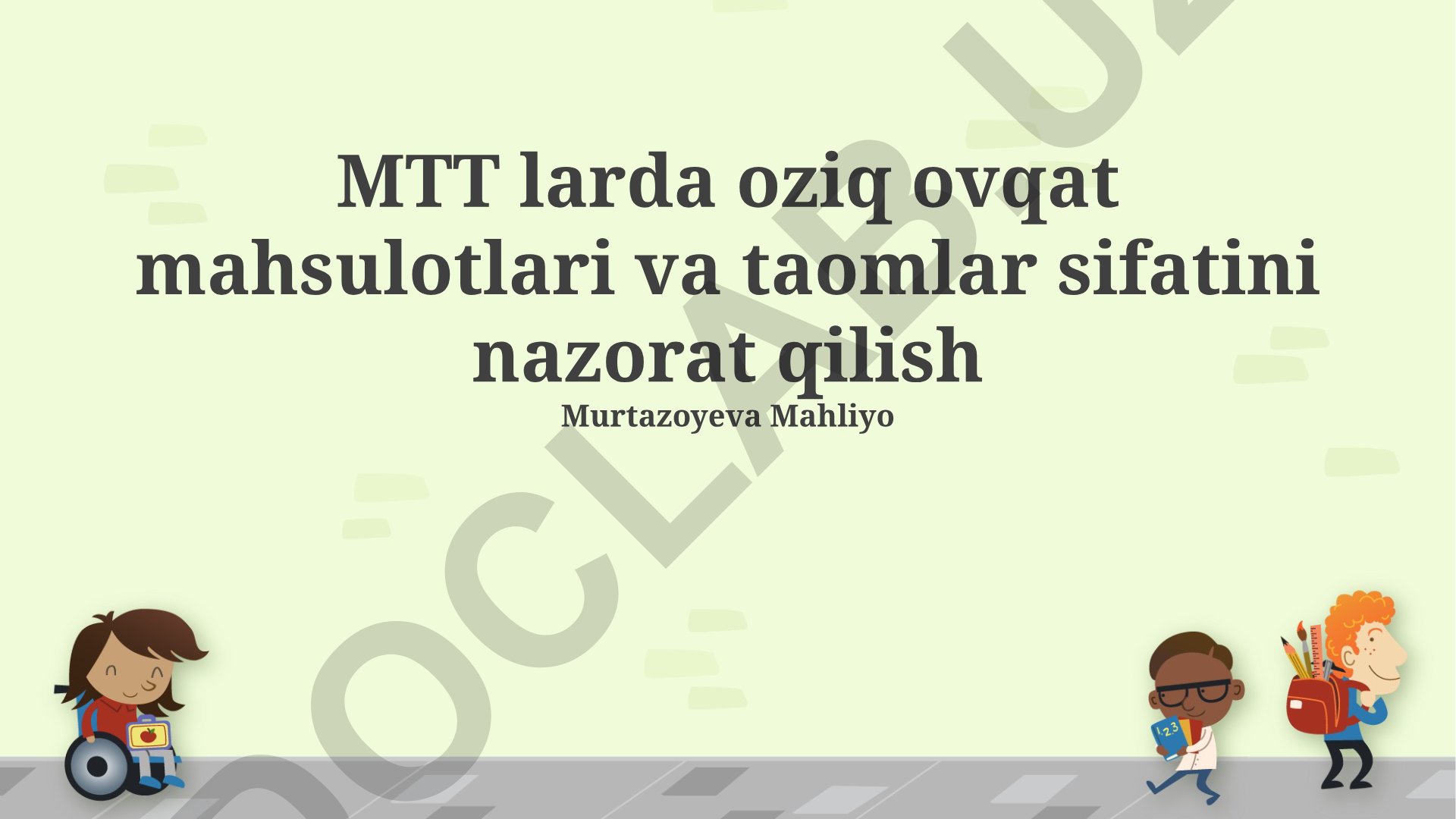 Oziq-ovqat mahsulotlari va taomlar sifatini nazorat qilish