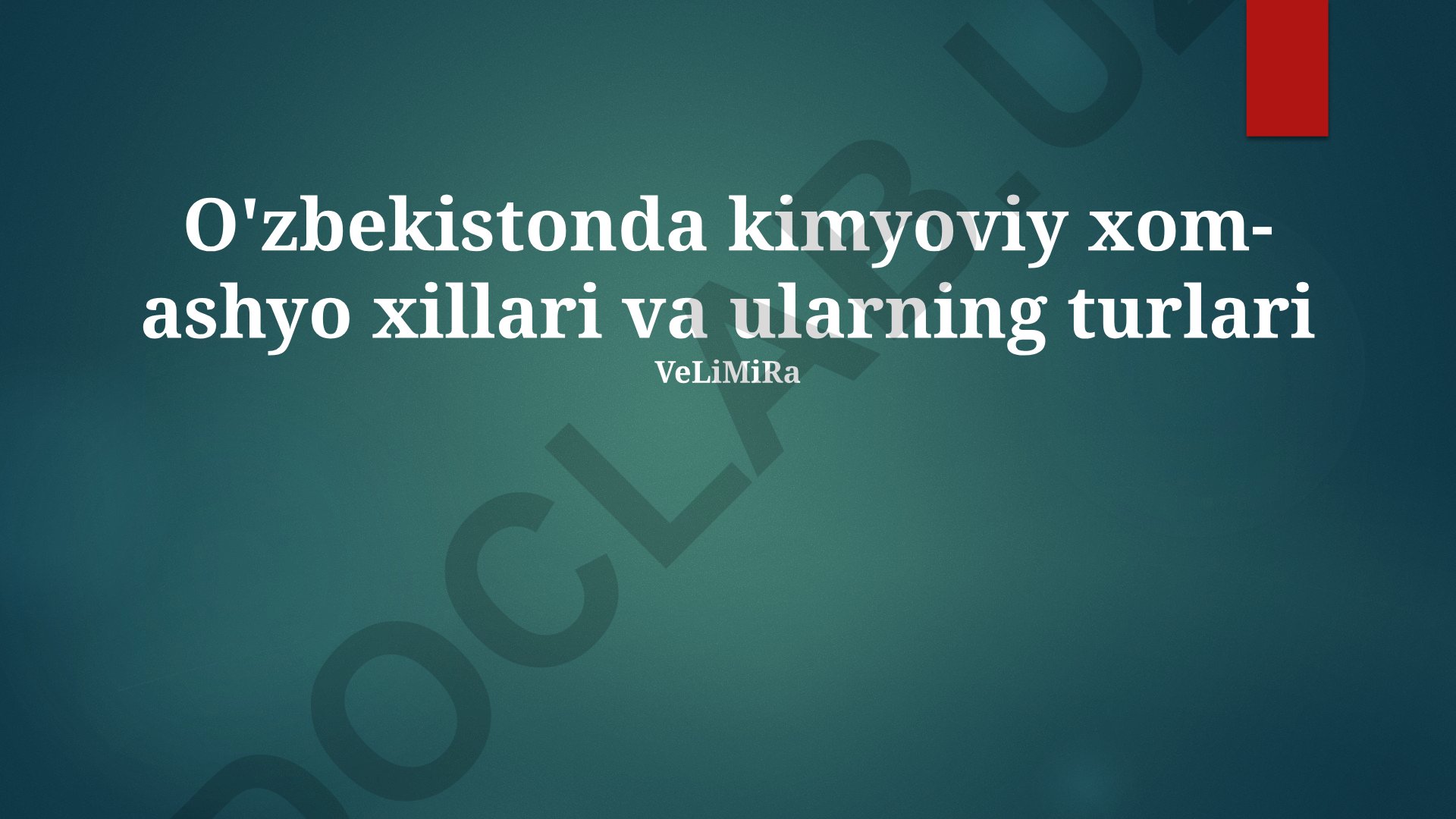 O'zbekistonda kimyoviy xom-ashyo xillari va ularning turlari