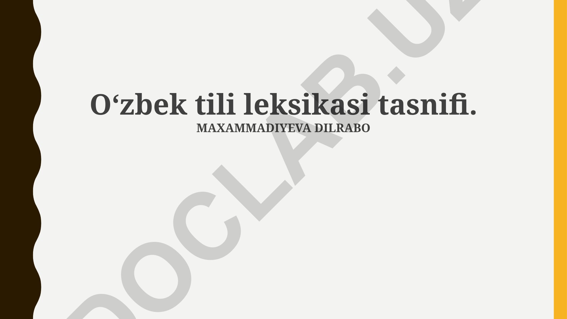 Oʻzbek tili leksikasi tasnifi va lugʻat yaratish prinsiplari