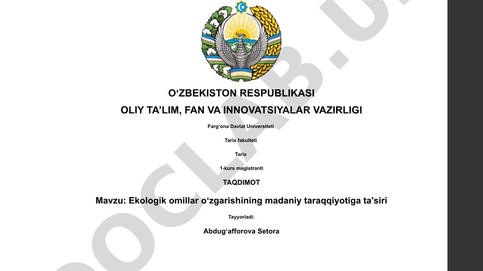 Ekologik omillar oʻzgarishining madaniy taraqqiyotiga ta'siri