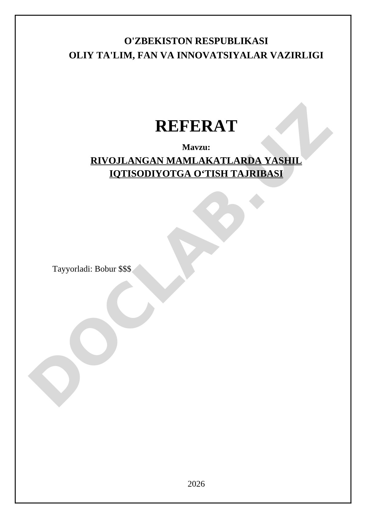 Rivojlangan mamlakatlarda yashil iqtisodiyotga o‘tish tajribasi