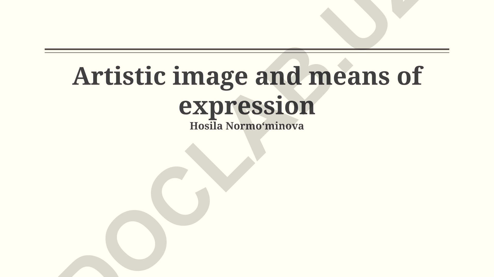 Artistic image and means of expression