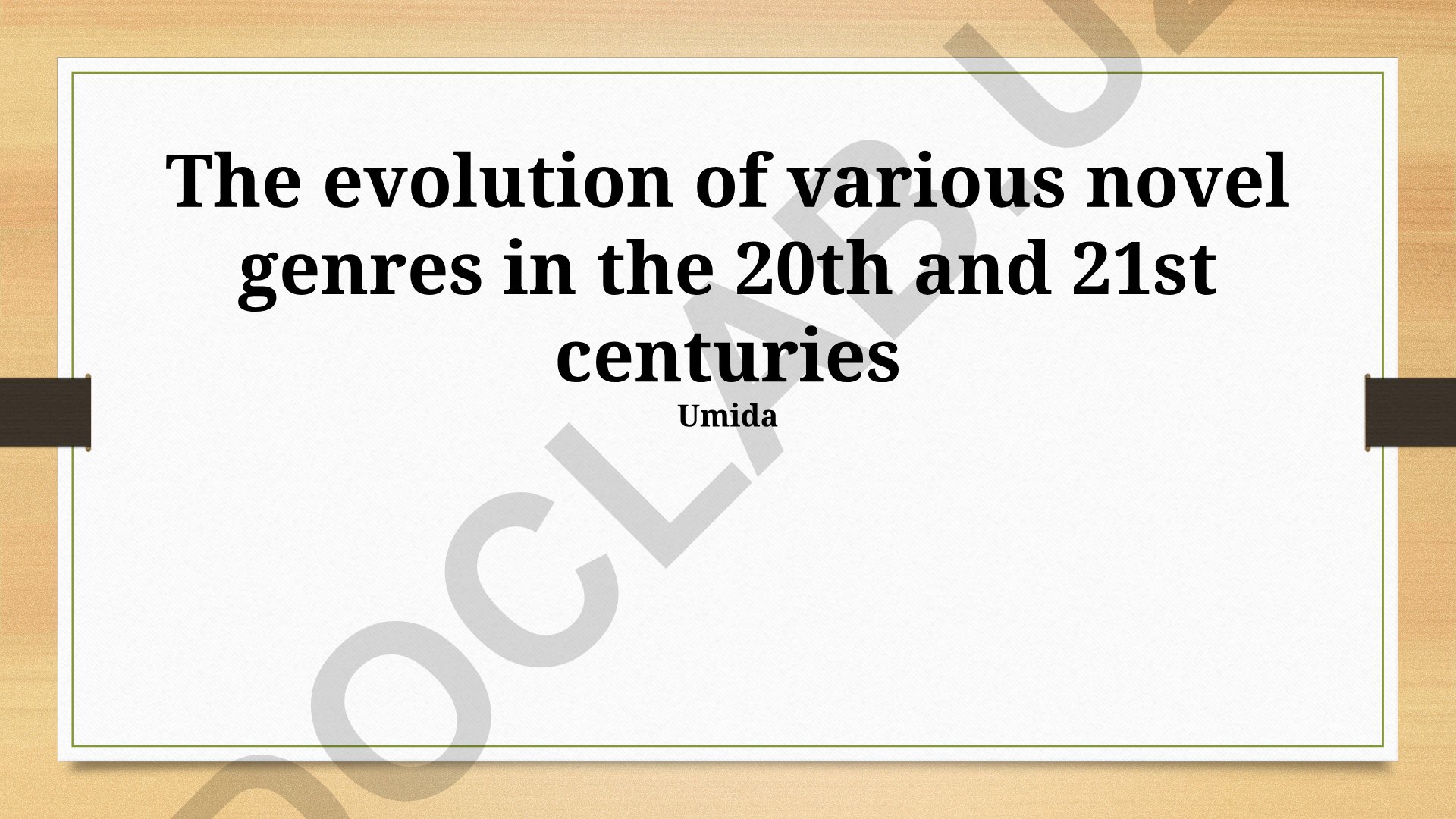 The evolution of various novel genres in the 20th and 21st centuries