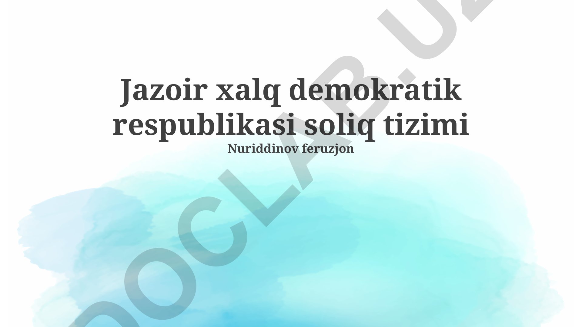 Jazoir va O'zbekiston soliq tizimlari