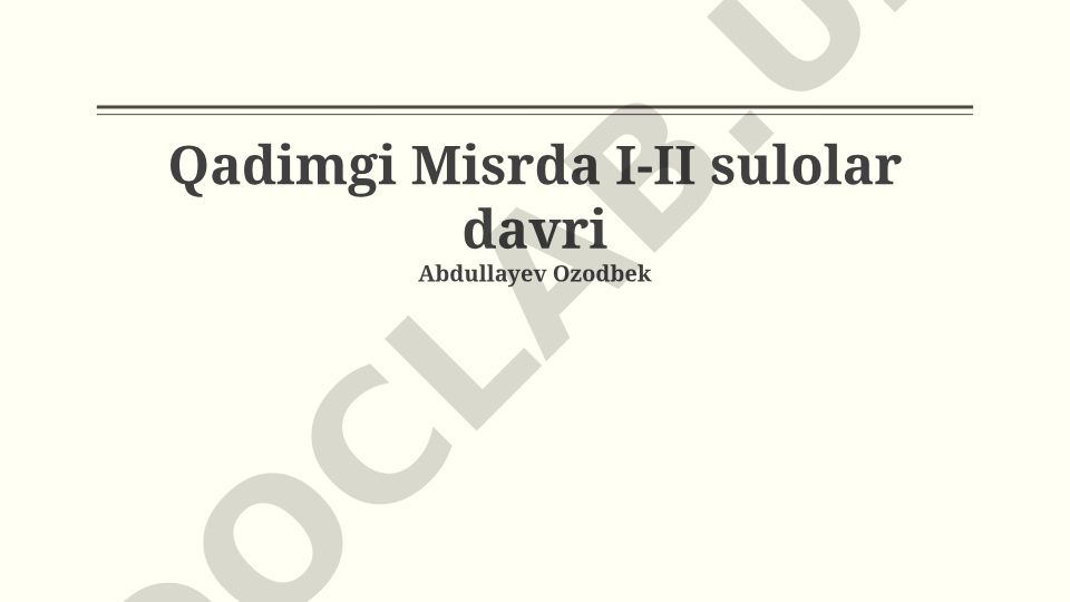 Qadimgi Misrda I-II sulolar davri