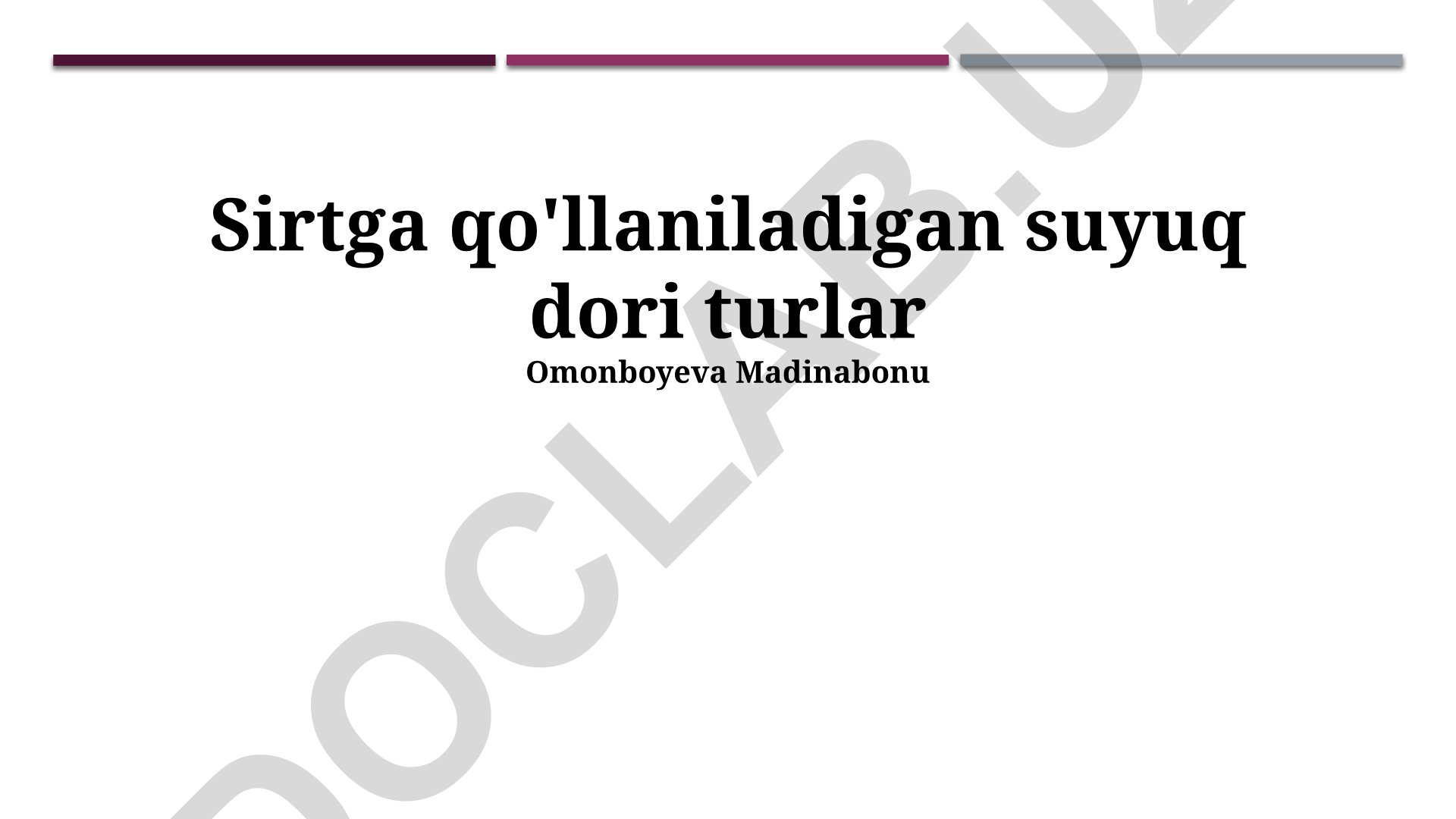 Suyuq dori turlarini tayyorlash texnologiyasi va saqlash talablari