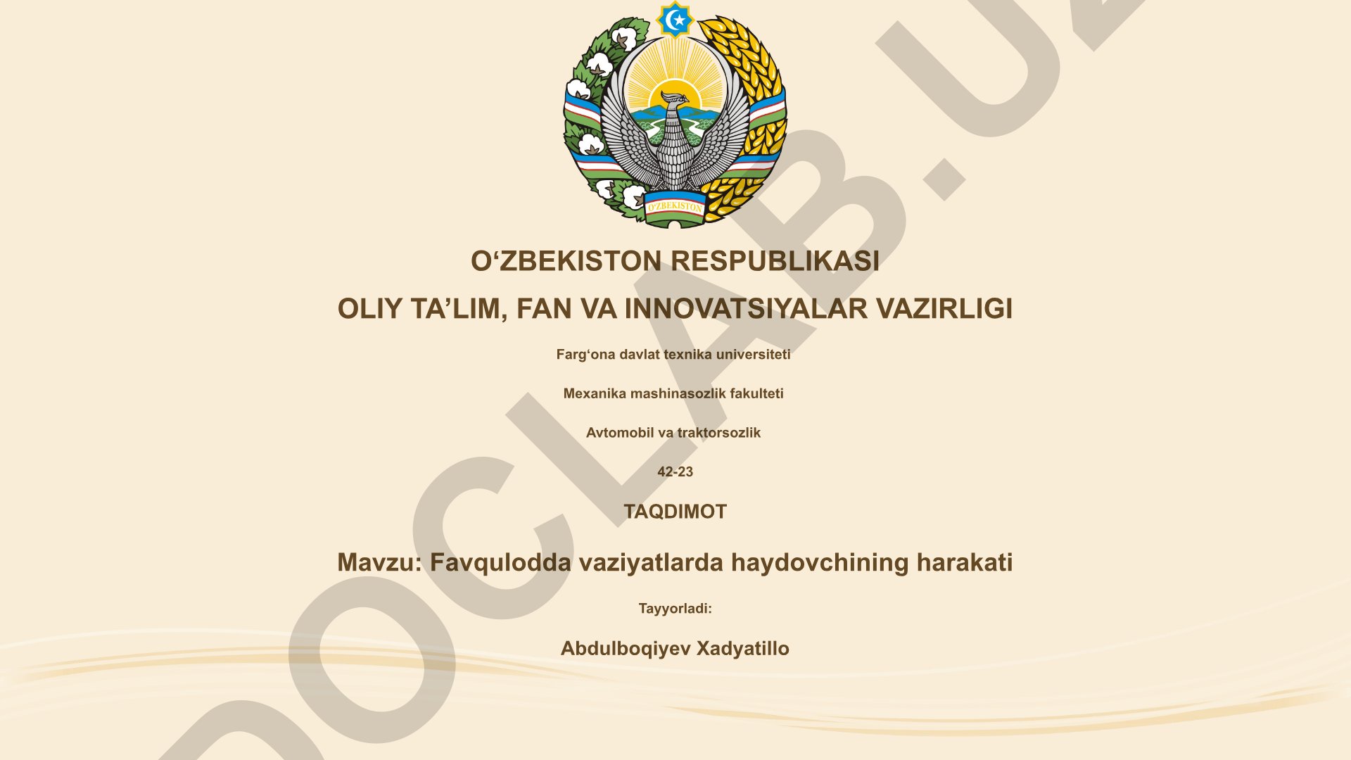 Favqulodda vaziyatlarda haydovchining harakati