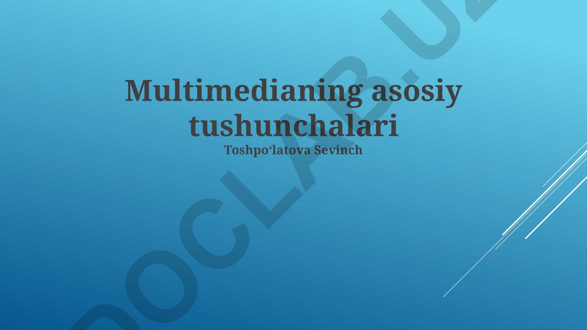 Multimedianing asosiy tushunchalari va elementlari