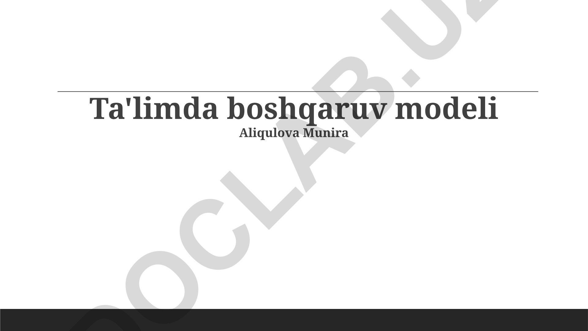 Ta'limda boshqaruv modeli