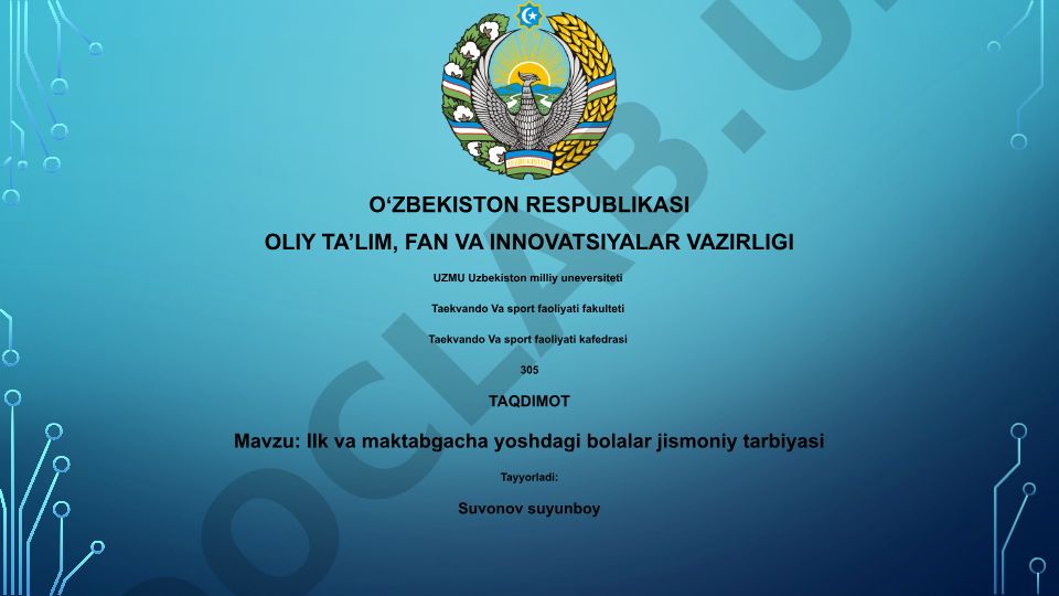 Ilk va maktabgacha yoshdagi bolalar jismoniy tarbiyasi