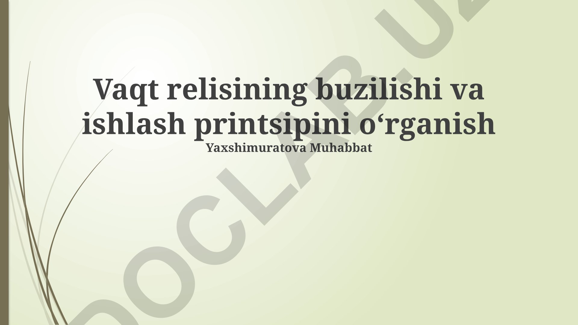 Vaqt relisining buzilishi va ishlash printsipini oʻrganish