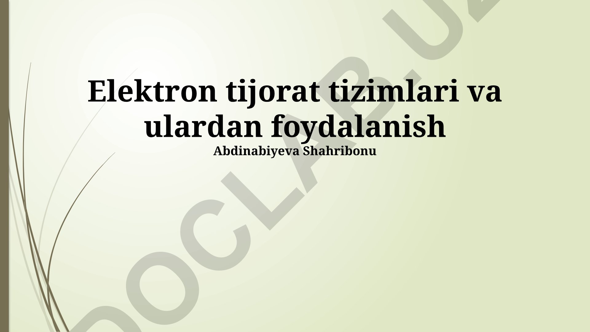 Elektron tijorat tizimlari va ulardan foydalanish