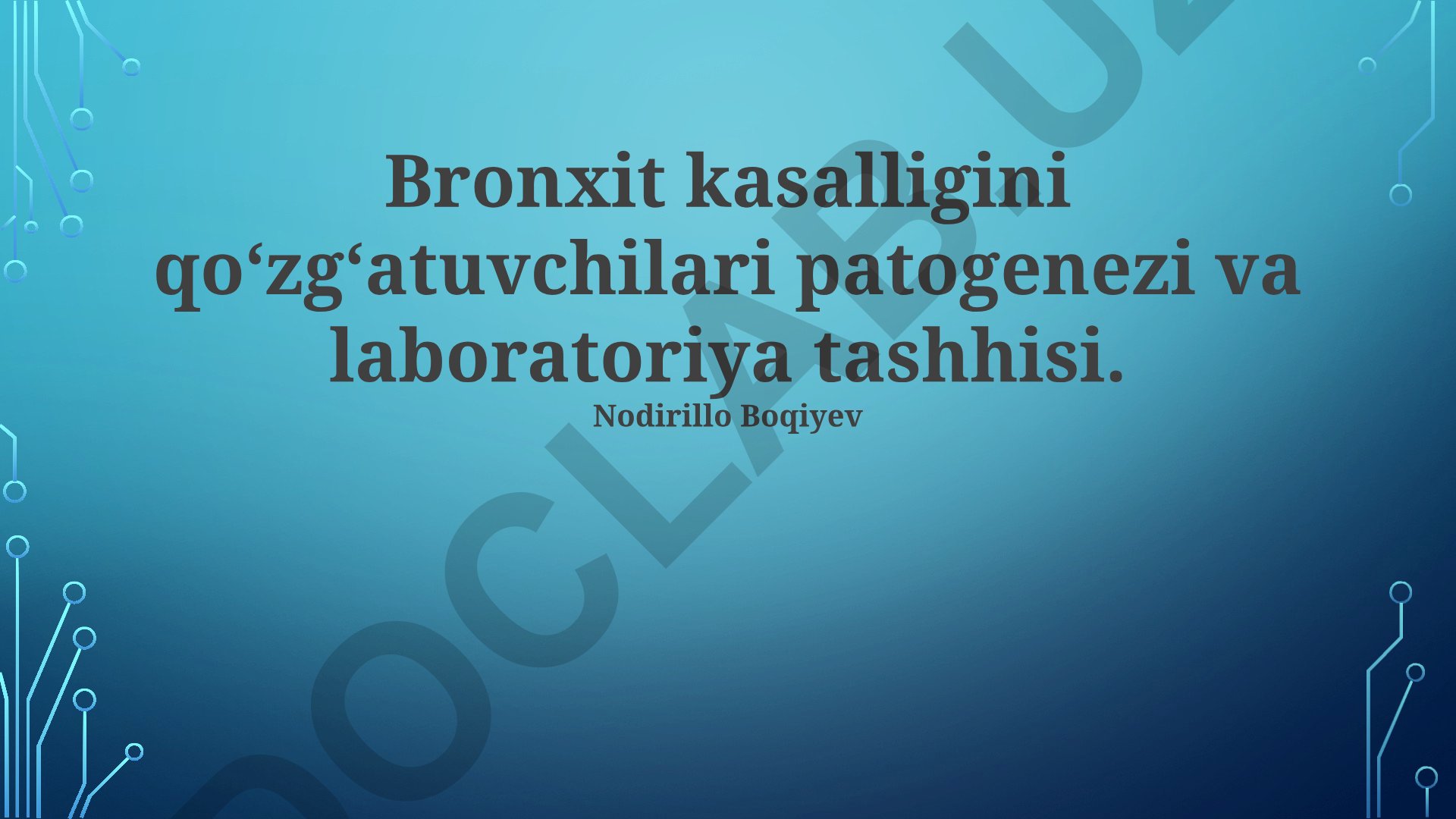 Bronxit kasalligini qo‘zg‘atuvchilari patogenezi va laboratoriya tashhisi