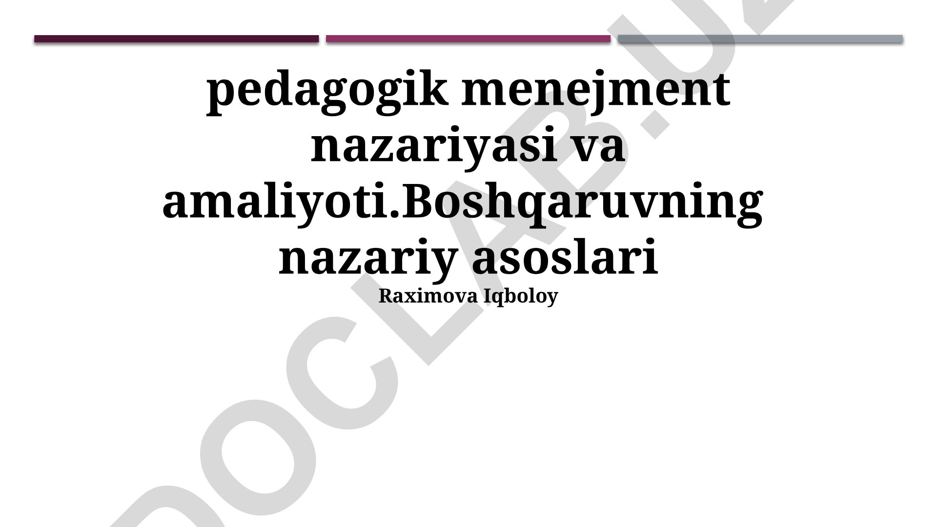 Pedagogik menejment nazariyasi va amaliyoti