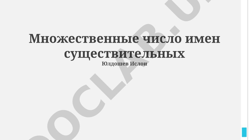 Множественное число имен существительных в русском языке