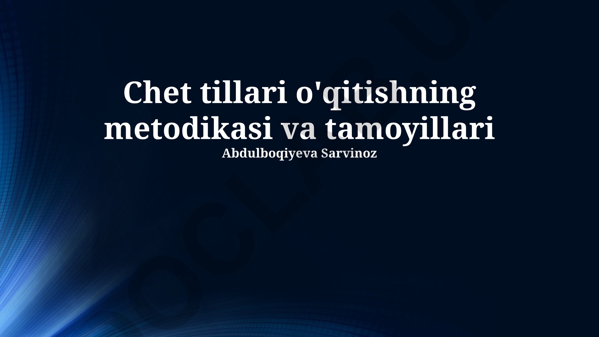 Shaxmat o'qitish metodikasi va tamoyillari