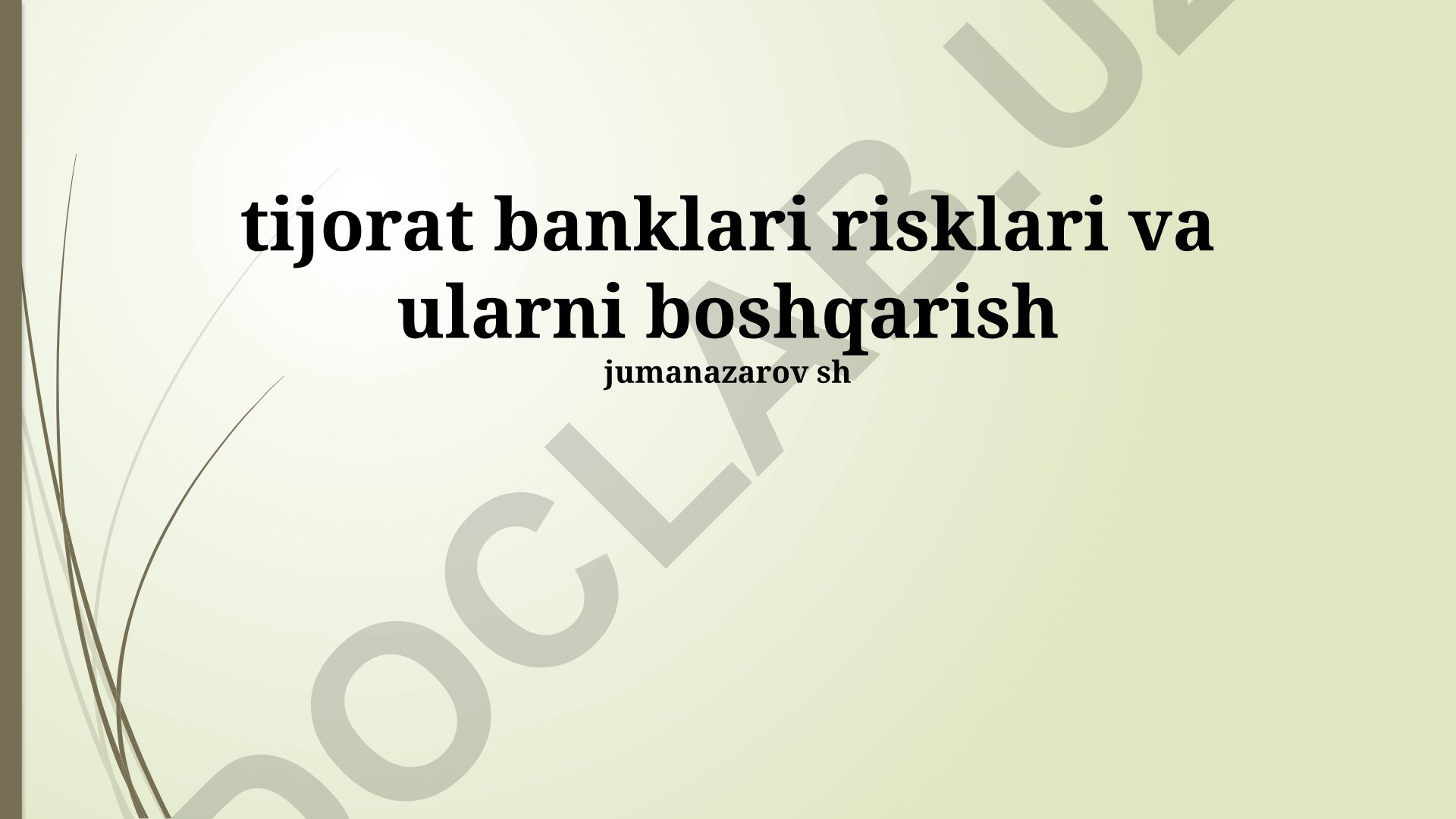Tijorat banklari risklari va ularni boshqarish