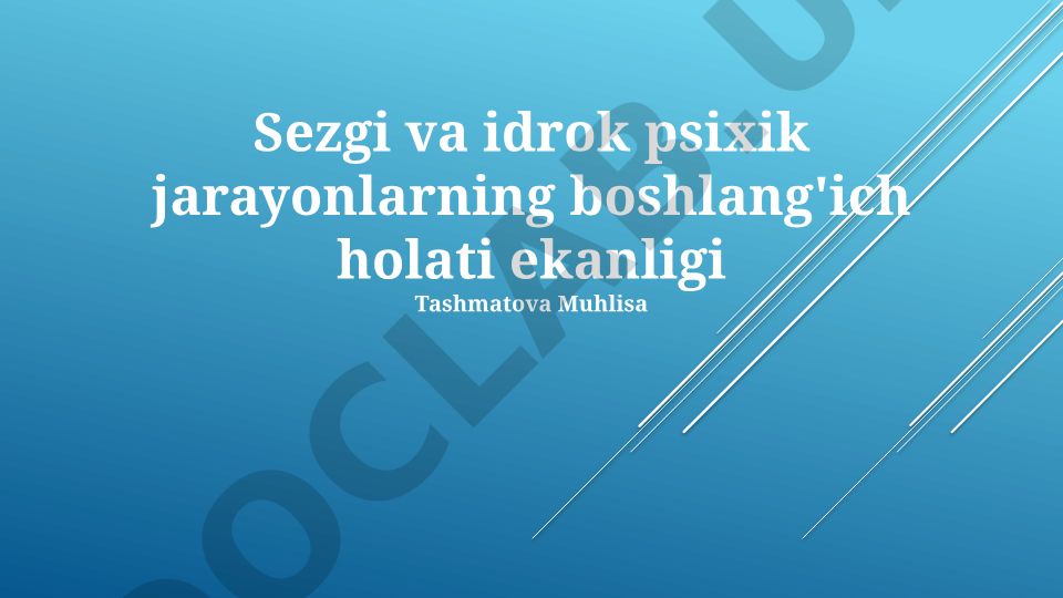 Sezgi va idrok psixik jarayonlarning boshlang'ich holati