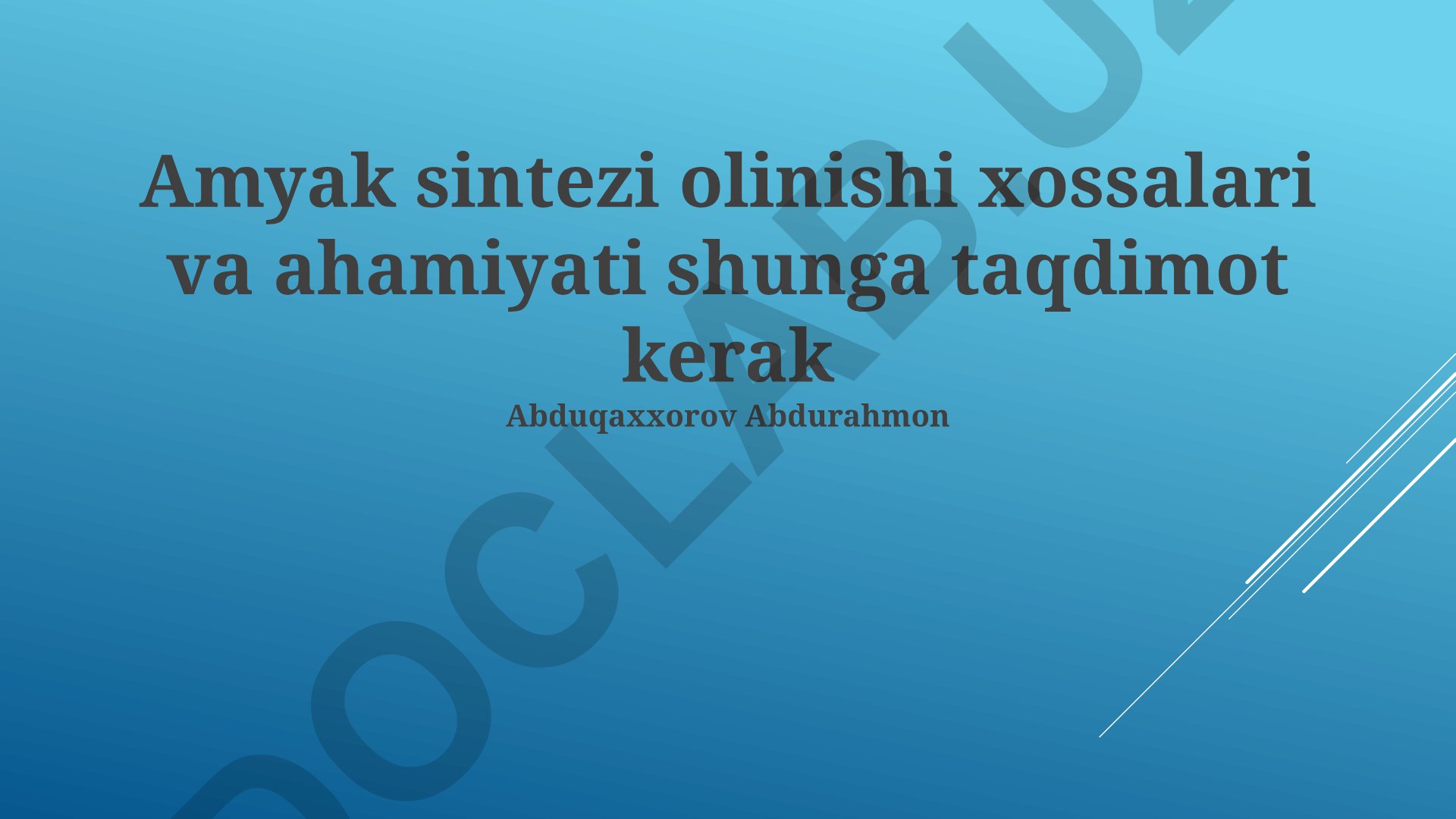 Ammiak sintezi jarayoni, xossalari va ahamiyati