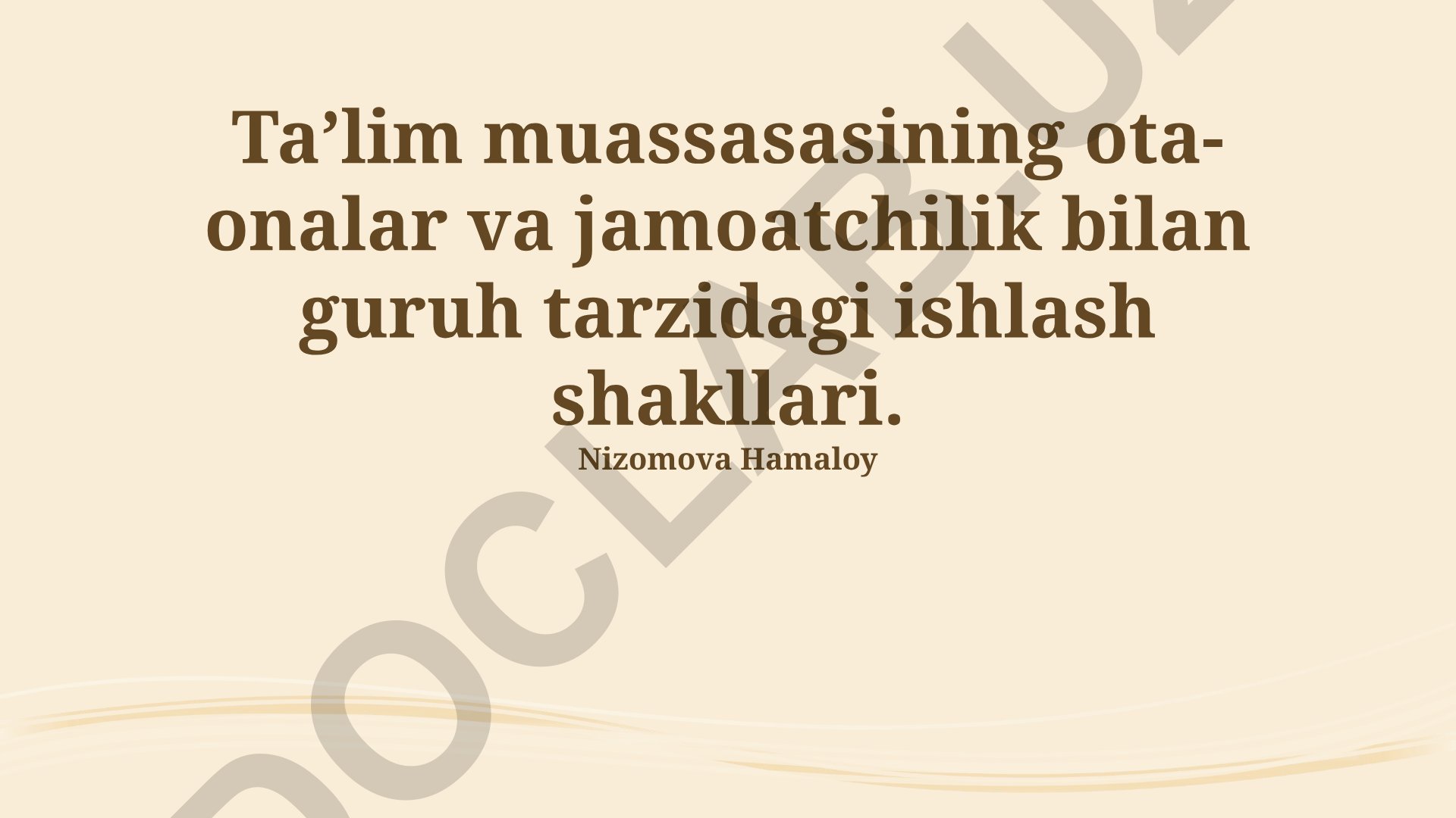 Ta'lim muassasasining ota-onalar va jamoatchilik bilan guruh tarzidagi ishlash shakllari