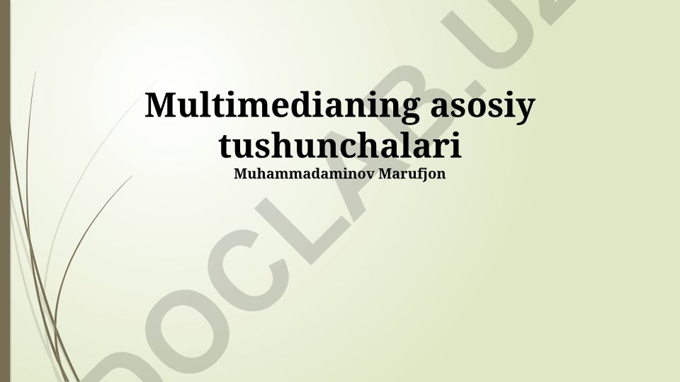 Multimedianing asosiy tushunchalari va qo'llanilishi