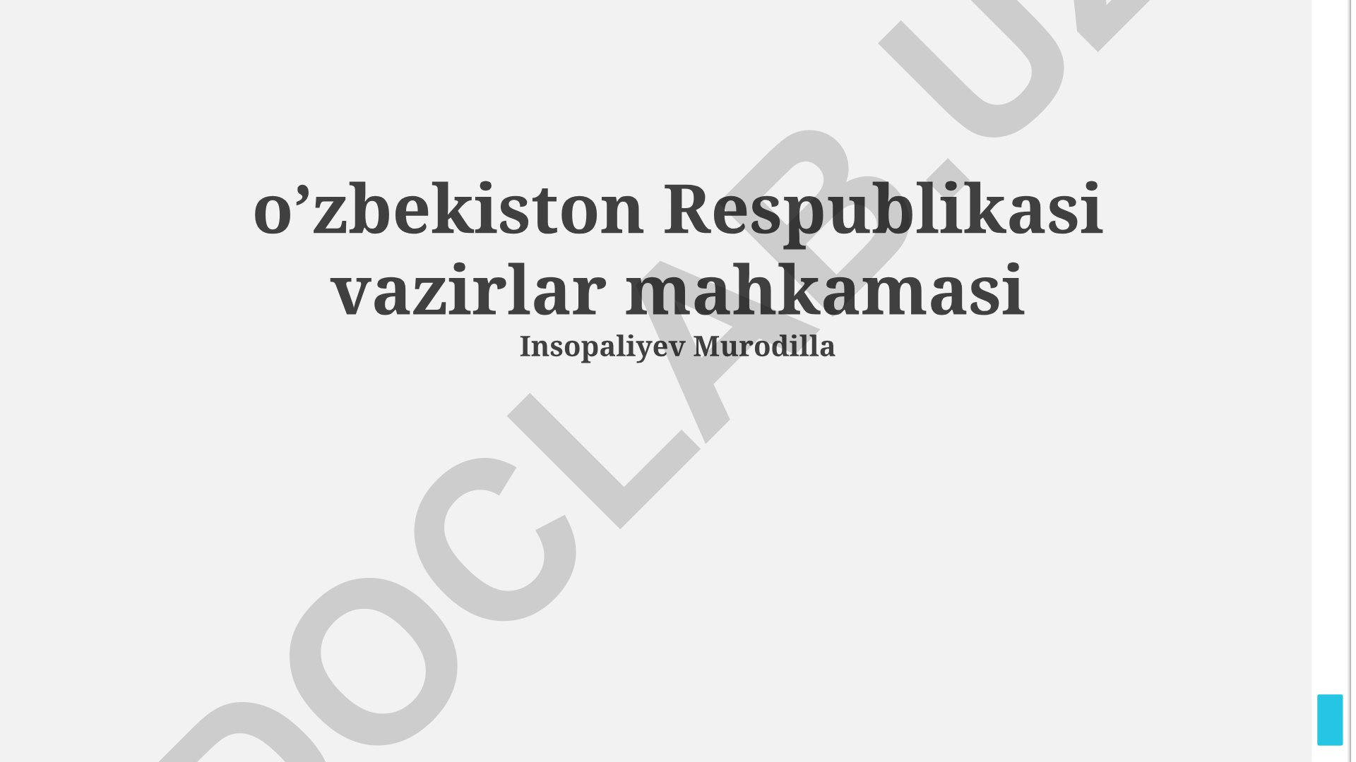 O'zbekiston Respublikasi Vazirlar Mahkamasining tuzulishi va faoliyati