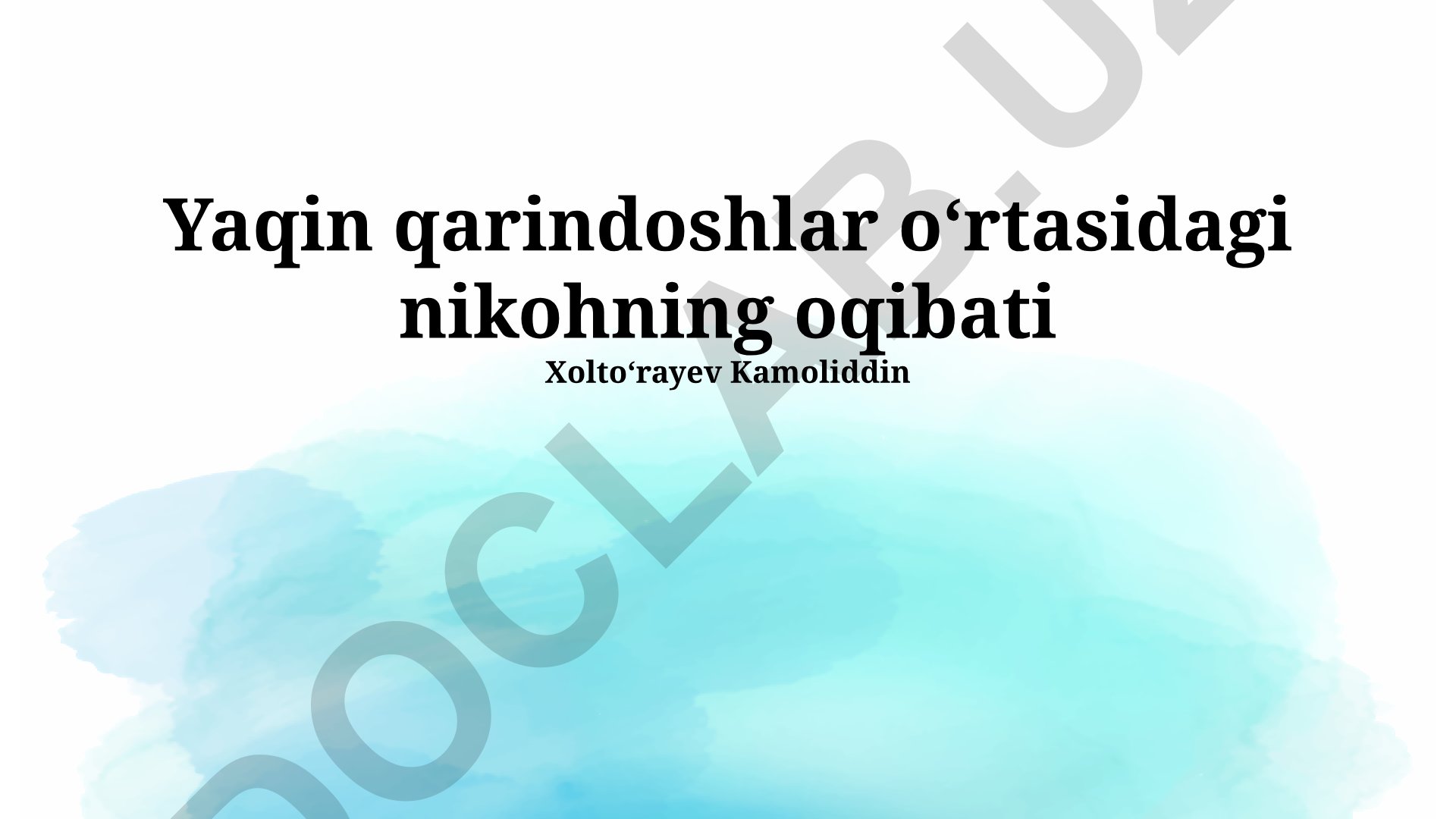 Yaqin qarindoshlar oʻrtasidagi nikohning oqibati