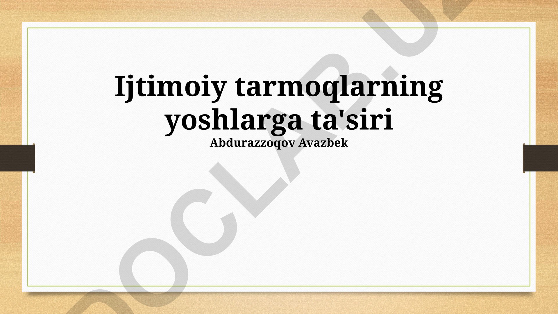Ijtimoiy tarmoqlarning yoshlarga ta'siri