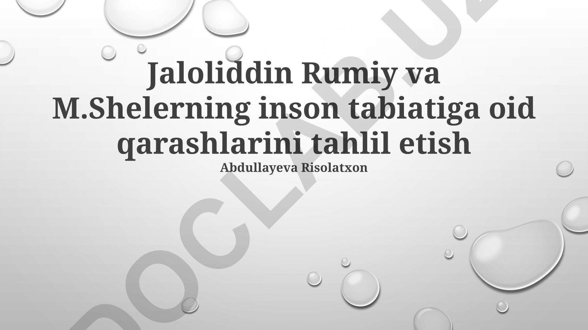 Jaloliddin Rumiy va M.Shelerning inson tabiatiga oid qarashlarini tahlil etish