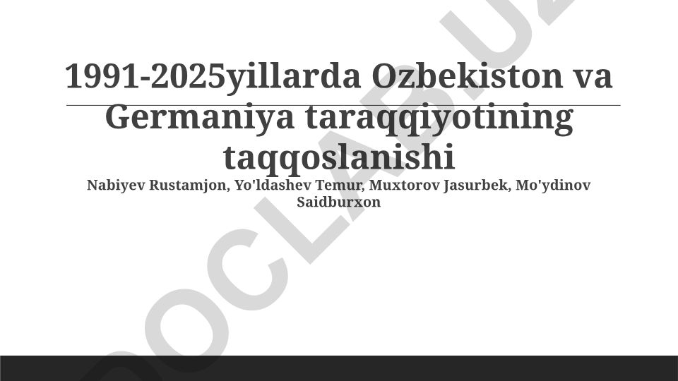 1991-2025 yillarda O'zbekiston va Germaniya taraqqiyotining taqqoslanishi