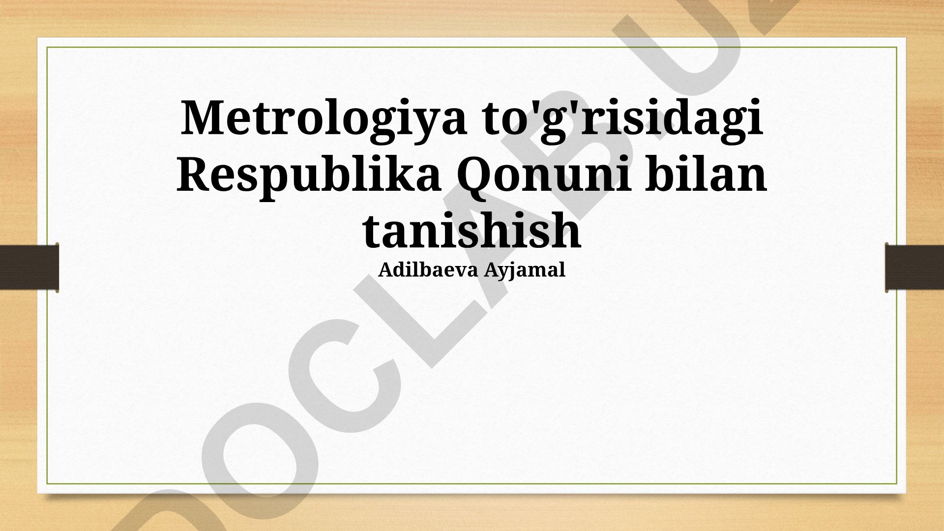 Metrologiya to'g'risidagi Respublika Qonuni