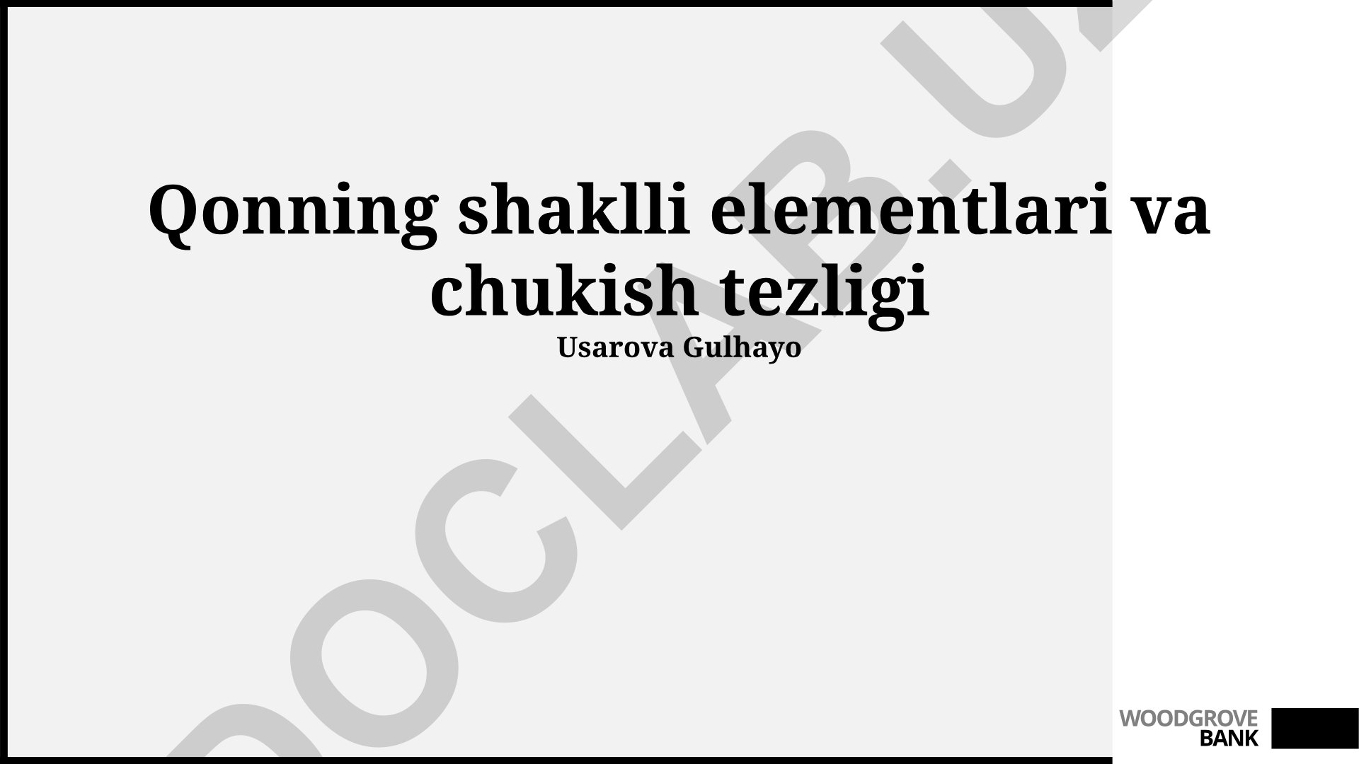 Qonning shaklli elementlari va eritrotsitlar cho'kish tezligi