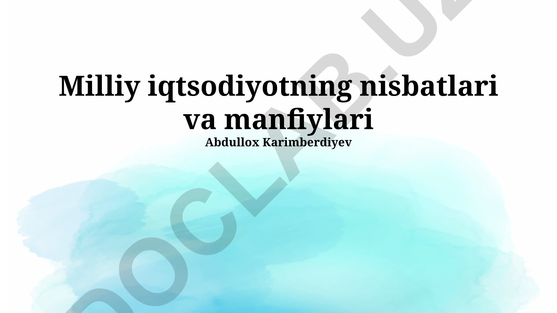 Milliy iqtisodiyotning nisbatlari va manfiylari