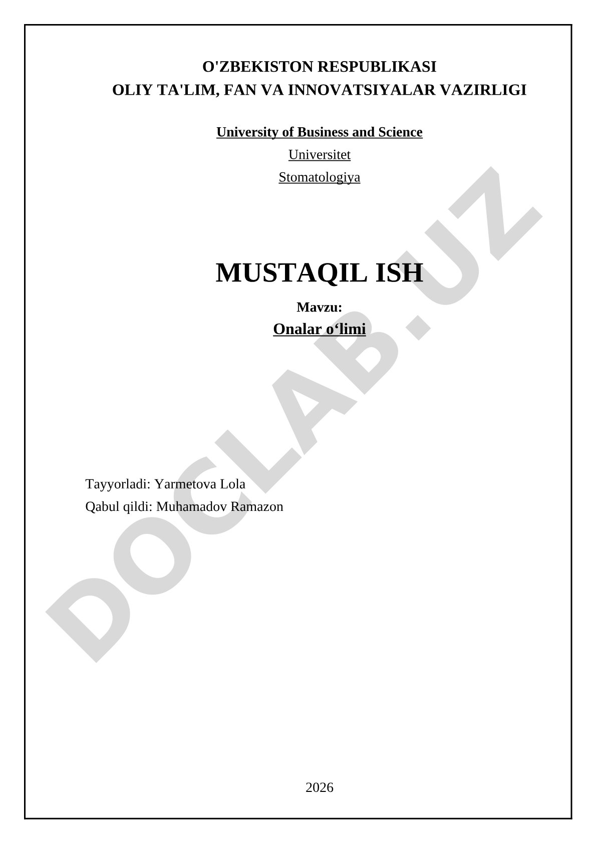 Onalar oʻlimi
