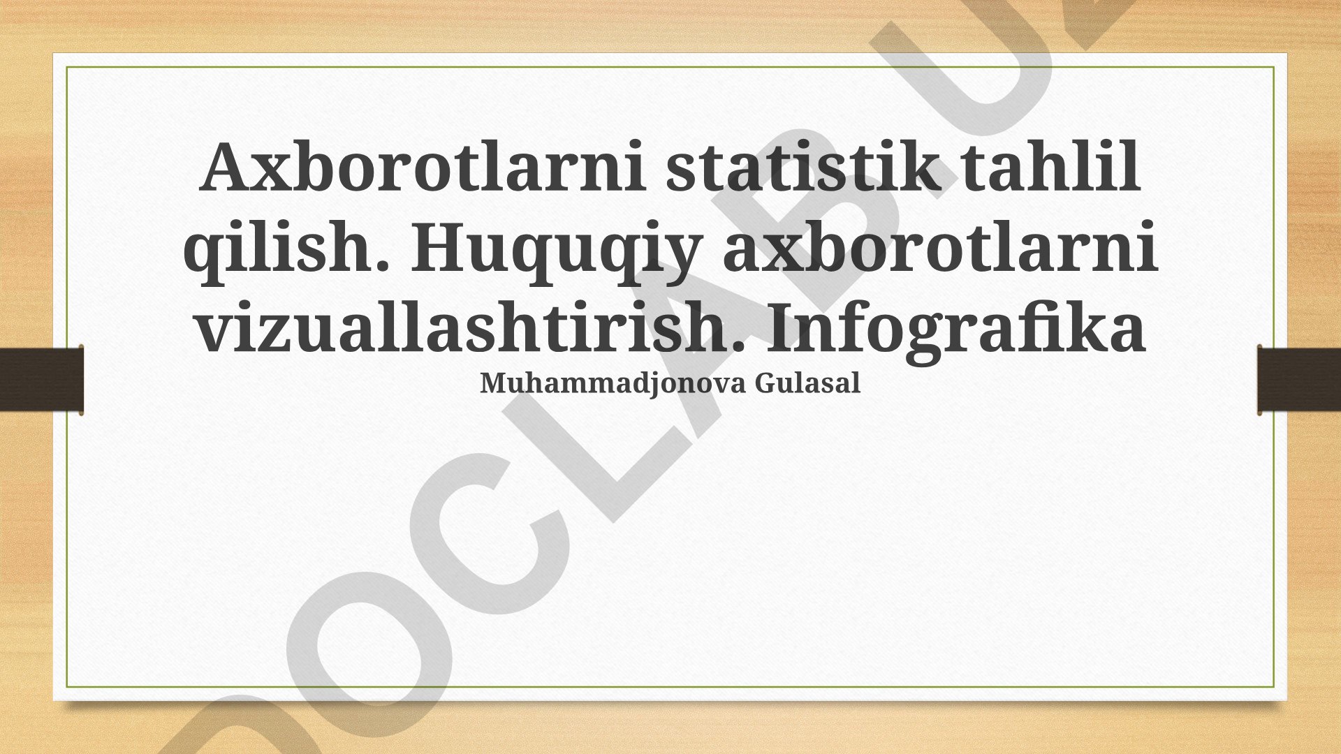 Huquqiy axborotlarni statistik tahlil va vizuallashtirish