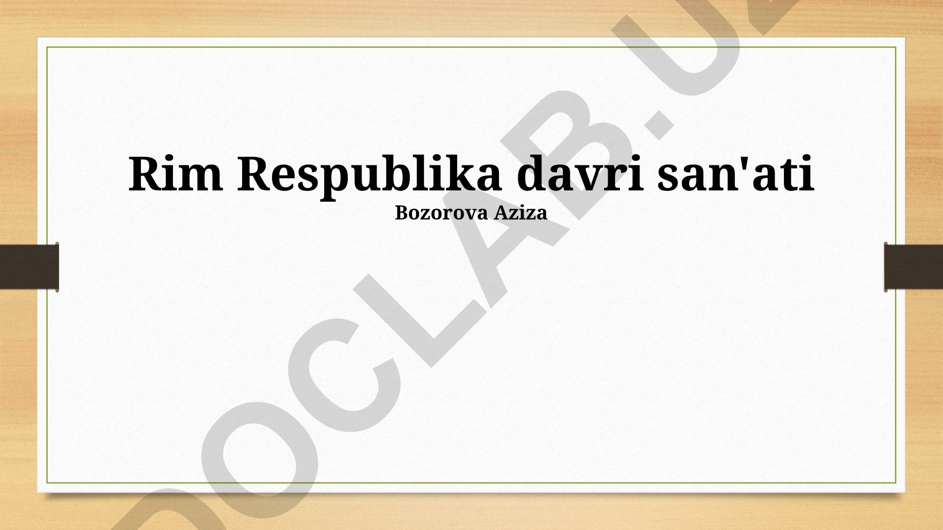 Rim Respublika davri san'ati