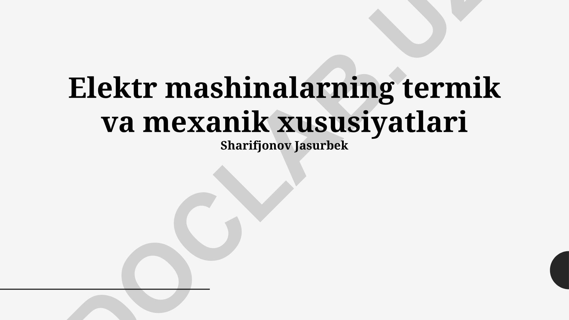 Elektr mashinalarning termik va mexanik xususiyatlari
