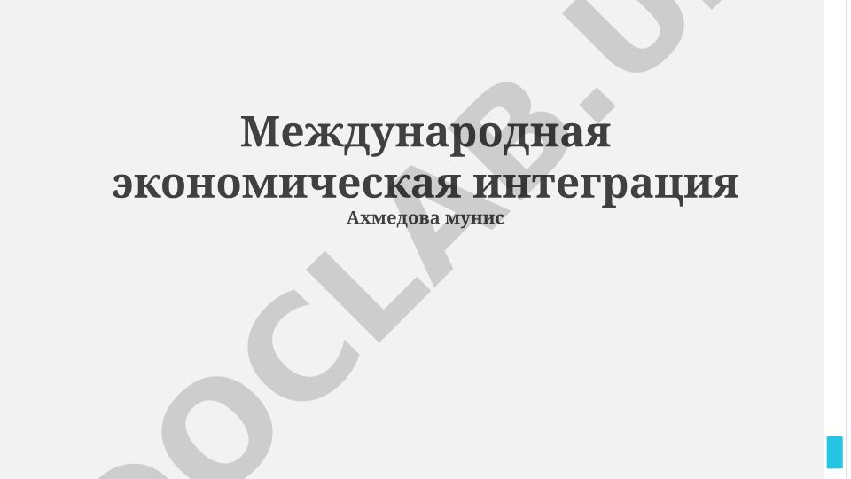 Международная экономическая интеграция