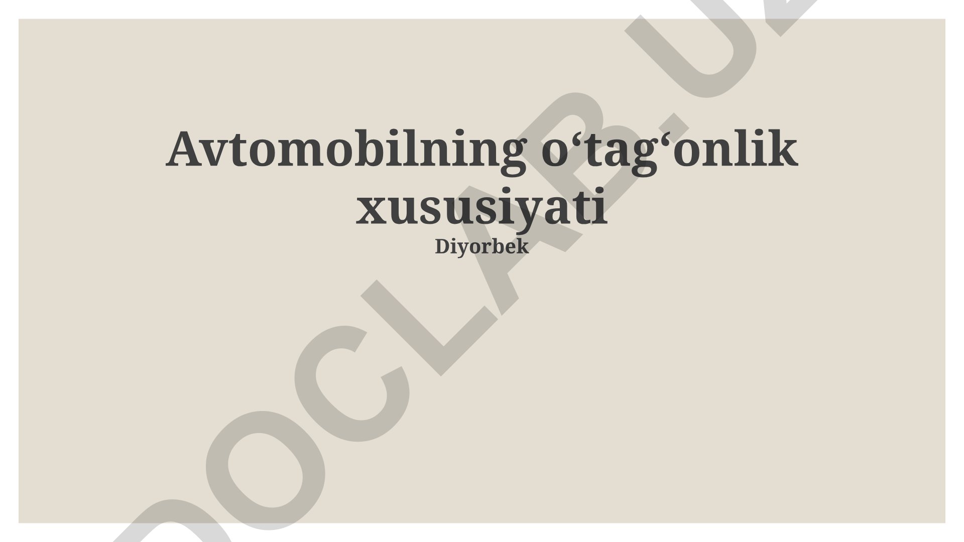 Avtomobilning oʻtagʻonlik xususiyatlari va xavfsizlik tizimlari