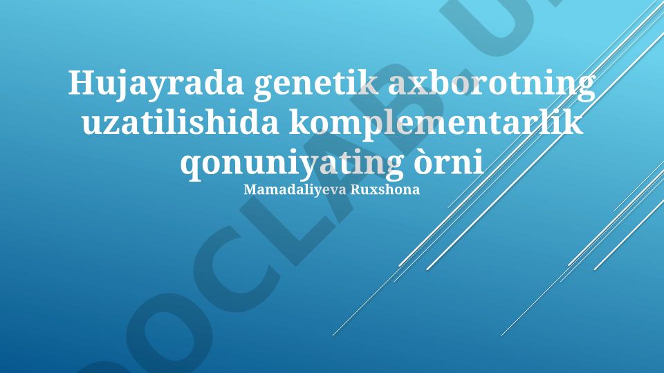 Hujayrada genetik axborot uzatilishida komplementarlik printsipi