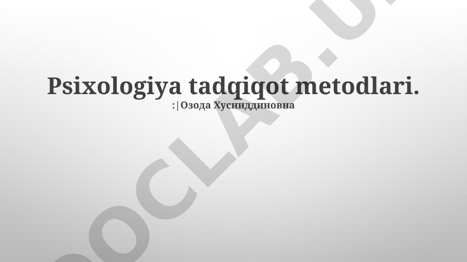 Psixologiya tadqiqot metodlari