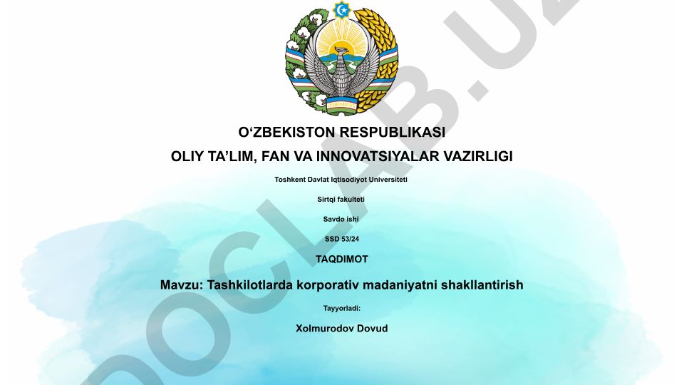 Tashkilotlarda korporativ madaniyatni shakllantirish