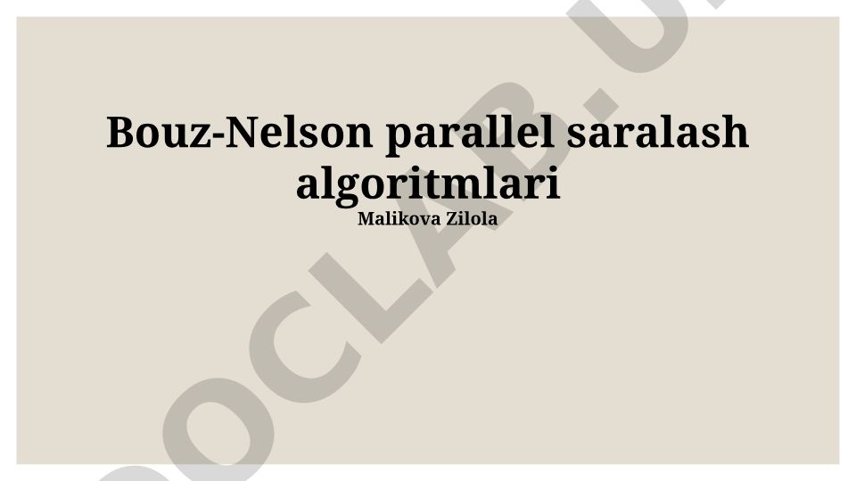 Bouz-Nelson parallel saralash algoritmlari