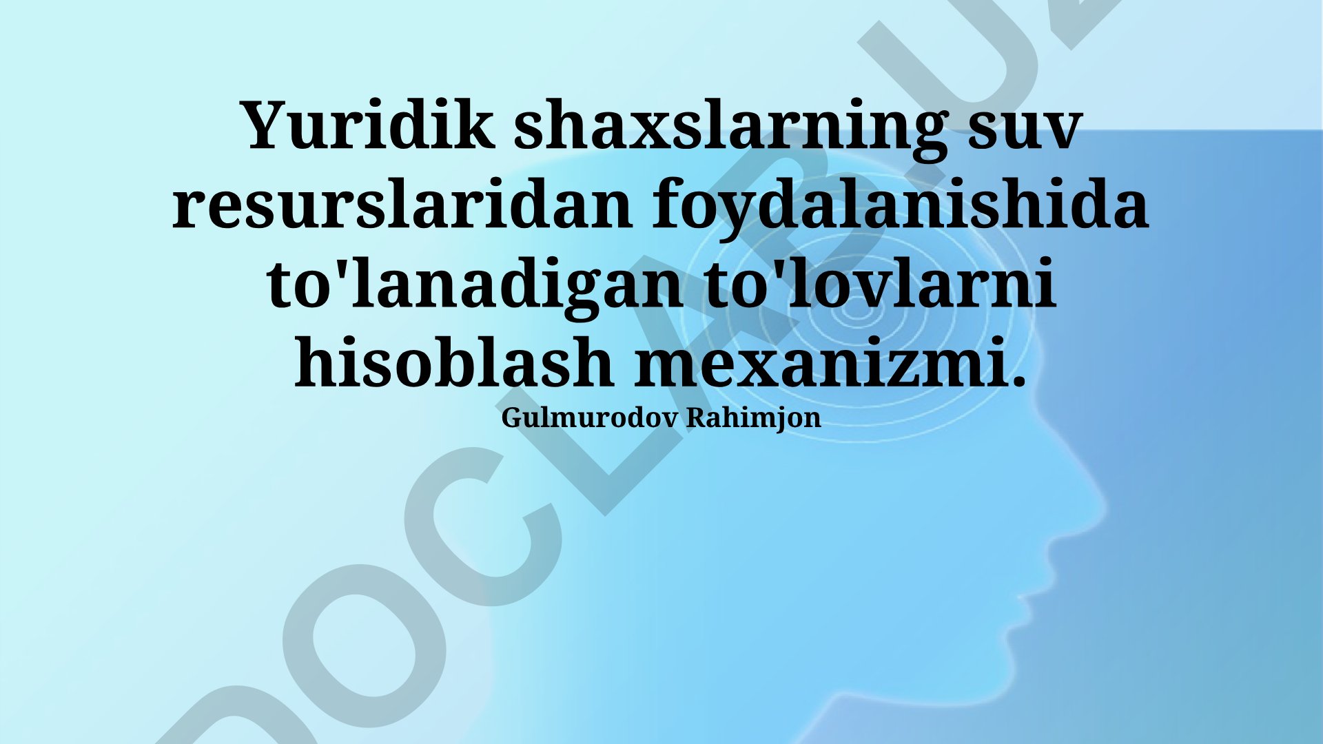 Yuridik shaxslarning suv resurslaridan foydalanish to'lovlarini hisoblash mexanizmi